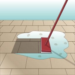 11_reinigung_aufnehmen Icon Schmutz aufnehmen. Illustration Aufnehmen von Schmutzwasser von gefliester Oberfläche mit Feudel